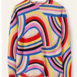 Boden Kesteven Rainbow Cashmere Sweater, Size 6.
